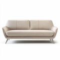 Two-seater sofa in beige fabric upholstery with stainless steel legs 180 x 85 x 75cm
