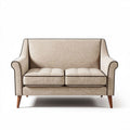 Fabric loveseat sofa with wooden legs in beige 150 x 80 x 70cm