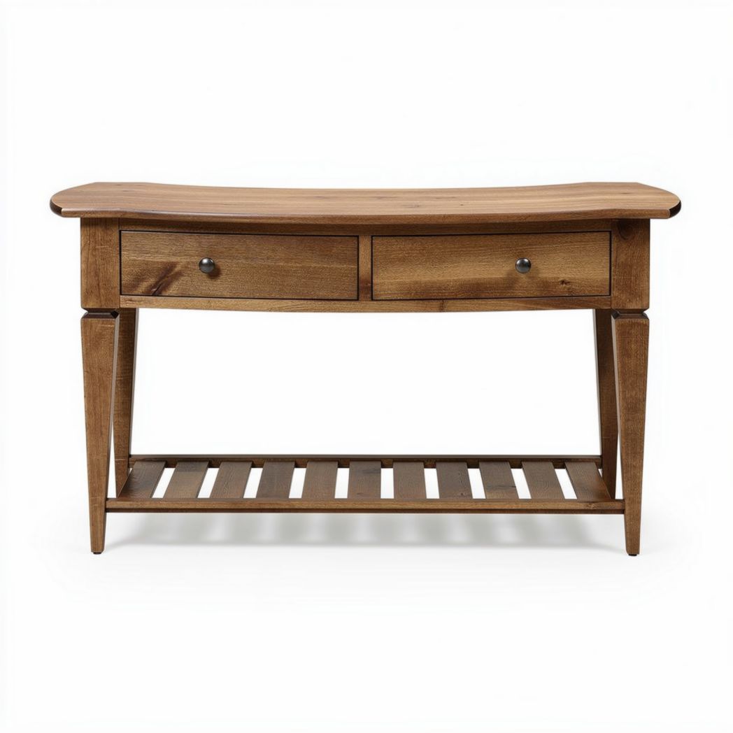 Wooden console table with two drawers and open shelf 120 x 40 x 75cm