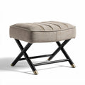 Fabric upholstered ottoman with sturdy black metal frame 45 x 45 x 40cm