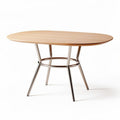 Oval dining table with wooden top and stainless steel legs 150 x 90 x 75cm