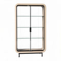 Glass display cabinet with wooden frame and adjustable shelves 90 x 40 x 180cm