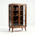 Wooden display cabinet with glass doors and shelves 80 x 40 x 120cm