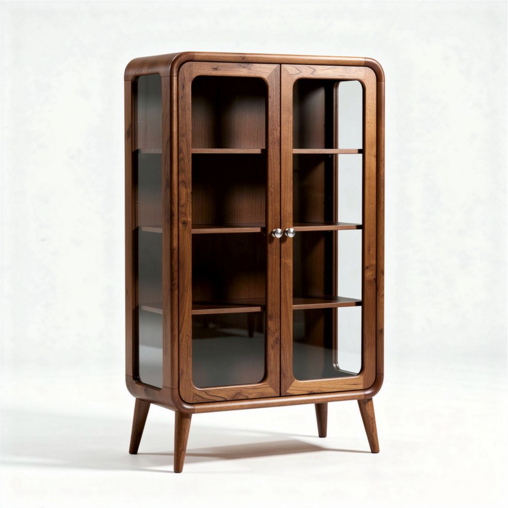 Wooden display cabinet with glass doors and shelves 80 x 40 x 120cm