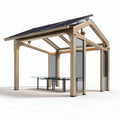 Solar-powered outdoor gazebo with tempered glass walls and aluminum frame 300 x 250 x 220cm