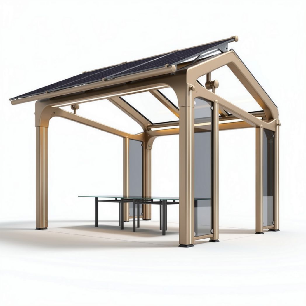 Solar-powered outdoor gazebo with tempered glass walls and aluminum frame 300 x 250 x 220cm