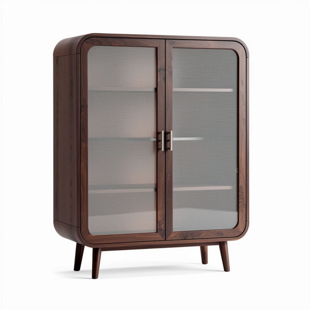 Wooden display cabinet with glass doors for living room storage 80 x 40 x 120cm