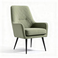 Quilted green armchair with black metal legs for living room use