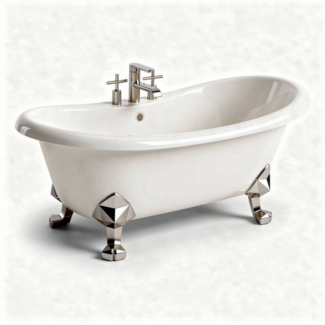 Freestanding acrylic bathtub with brushed nickel faucet 150 x 70 x 60cm