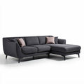 Contemporary gray fabric sectional sofa with pillows and chaise lounge 200 x 90 x 85cm